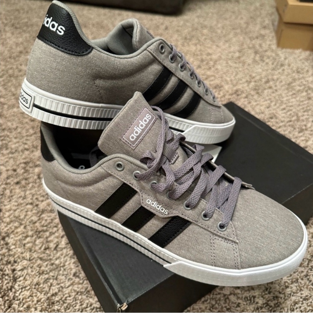 adidas Gray Daily 3.0 Sneakers with Black Stripes